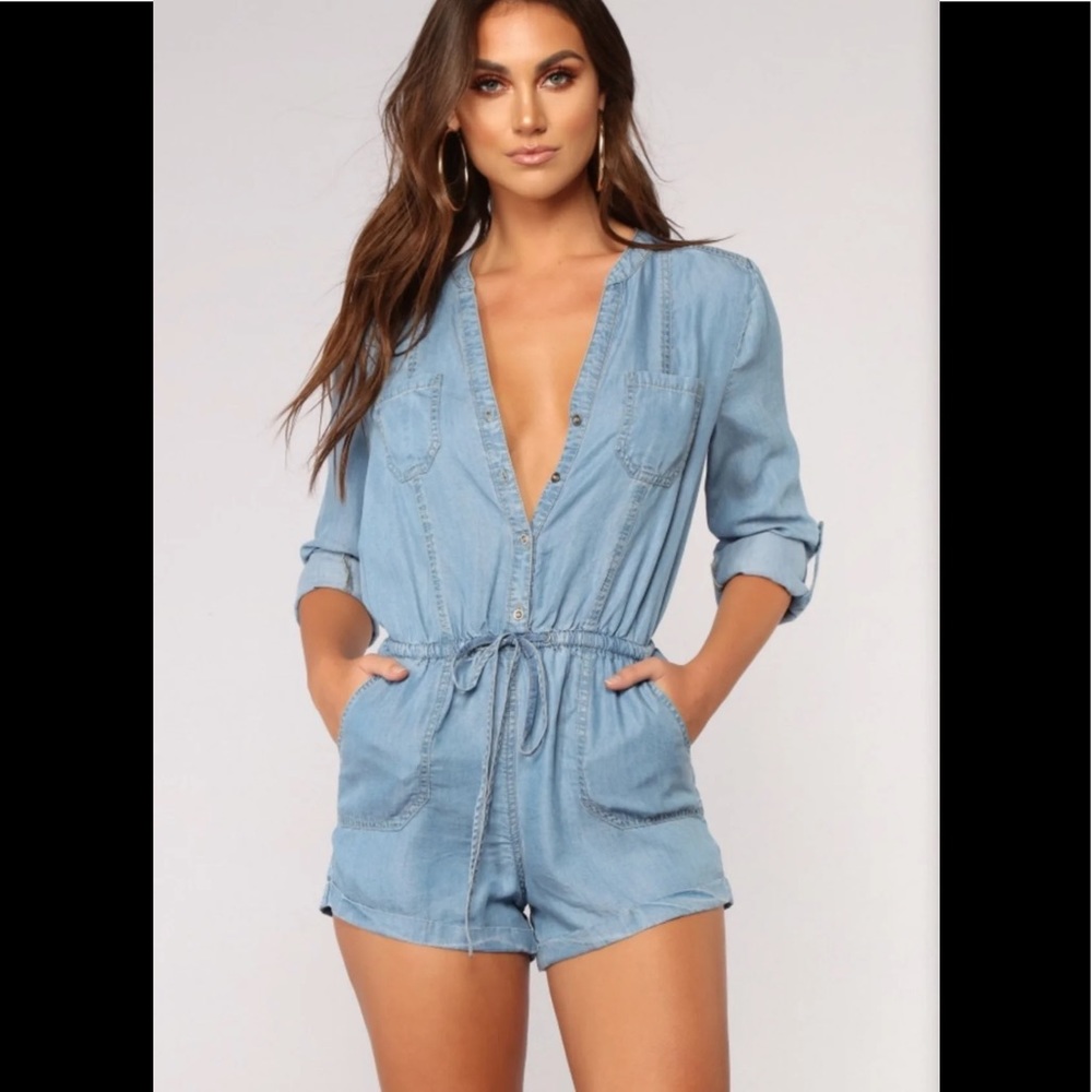 Fashion Nova Denim Romper